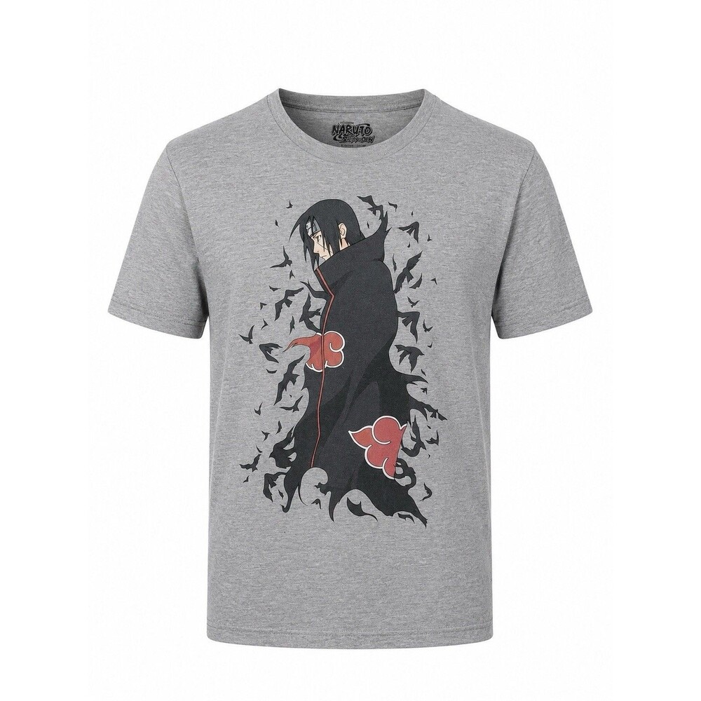 Y2K Naruto Shippuden Itachi Uchiha Graphic T-Shirt Gray Anime Men’s Size Large